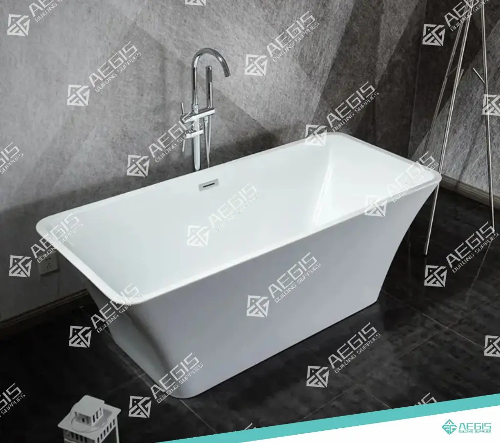 228121-9011 - FREE STANDING BATHTUB ROUNDED SQUARE (1500X750X600MM 59.22"X29.61"X23.75")