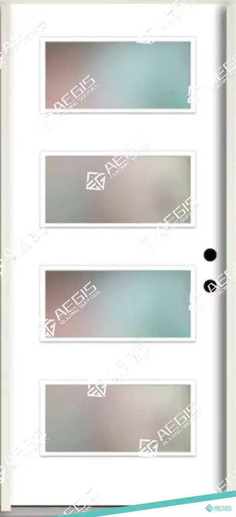 841.7.1 - 5 LITE - SINGLE - WOOD EXTERIOR DOOR (WITH GLASS) 20 MINUTE FIRE RATING W36 X H80 INCH LEAF RO W38 X H82 INCH (SLAB ONLY, RO = 34"(2'-5/6") SLAB/LEAF = 32"(2'-2/3"), RO = 82"(6'-5/6") SLAB/LEAF = 80"(6'-2/3"), 1'-3/8", 4'-9/16" (2"x4" WALLS), WHITE, BUTT HINGE (TYPICAL), MATTE BLACK, 3, NONE, PRIMER, MILL (RAW ALUMINUM), SMOOTH, SINGLE HOLE)