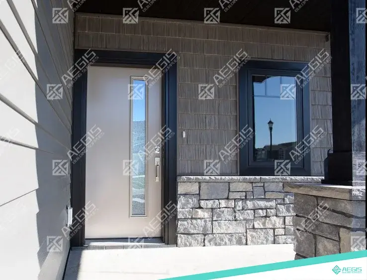 841.3.2 - LITE LEFT - DOUBLE - WOOD EXTERIOR DOOR (WITH GLASS) 20 MINUTE FIRE RATING 2X W36 X H80 INCH LEAF RO W74 X H82 INCH (SLAB ONLY, RO = 2x34"(2x2'-5/6") SLAB/LEAF = 2x32"(2x2'-2/3"), RO = 2x82"(2x6'-5/6") SLAB/LEAF = 2x80"(2x6'-2/3"), 1'-3/8", 4'-9/16" (2"x4" WALLS), WHITE, BUTT HINGE (TYPICAL), MATTE BLACK, 3, NONE, PRIMER, MILL (RAW ALUMINUM), SMOOTH, SINGLE HOLE)