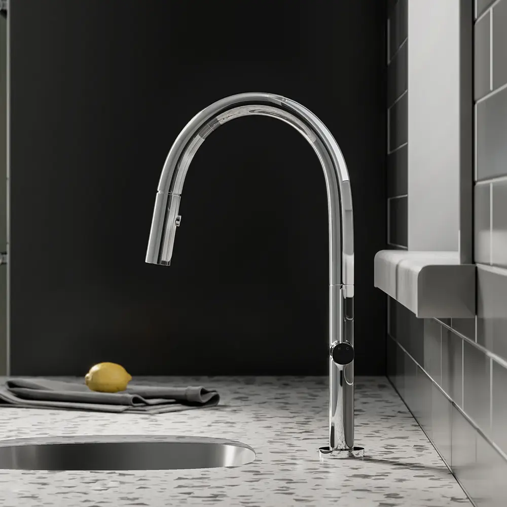 [222102-02_BN] 222102 - KITCHEN FAUCET - THIN SHAFT, THIN BASE, SMALL HANDLE (SATIN NICKLE)