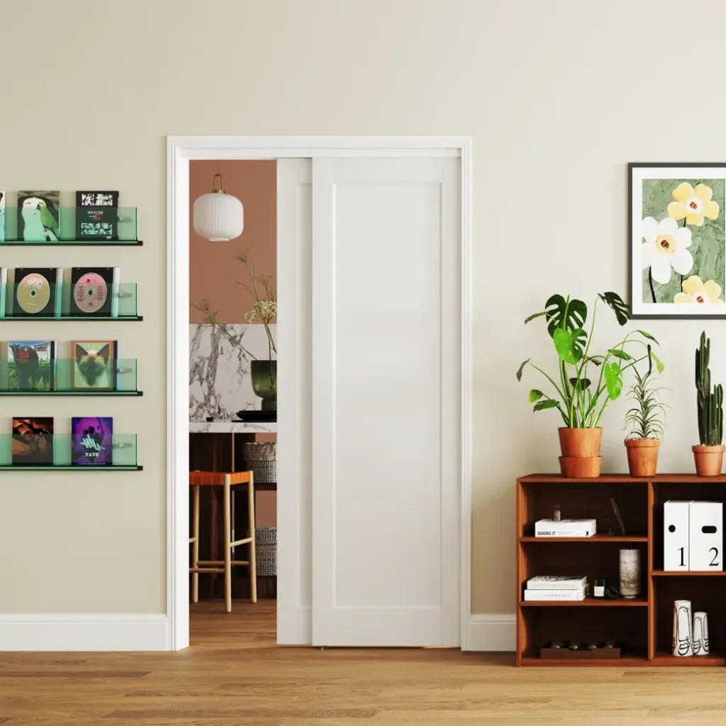 8303 -  BYPASS SLIDING DOOR (24", 72", HOLLOW, 4-7/8", MATTE BLACK, PRIMED WHITE)