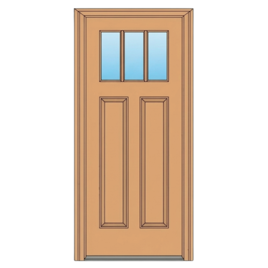 3 LITE 2 PANEL EXTERIOR DOOR 20 MINUTE FIRE RATING (LEAF ONLY, LEFT, 80", 24")
