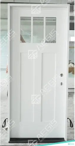 8415 -  3 LITE 2 PANEL EXTERIOR DOOR STEEL SKIN - DOUBLE - WOOD EXTERIOR DOOR (LEAF ONLY, LEFT, 80", 2x24")