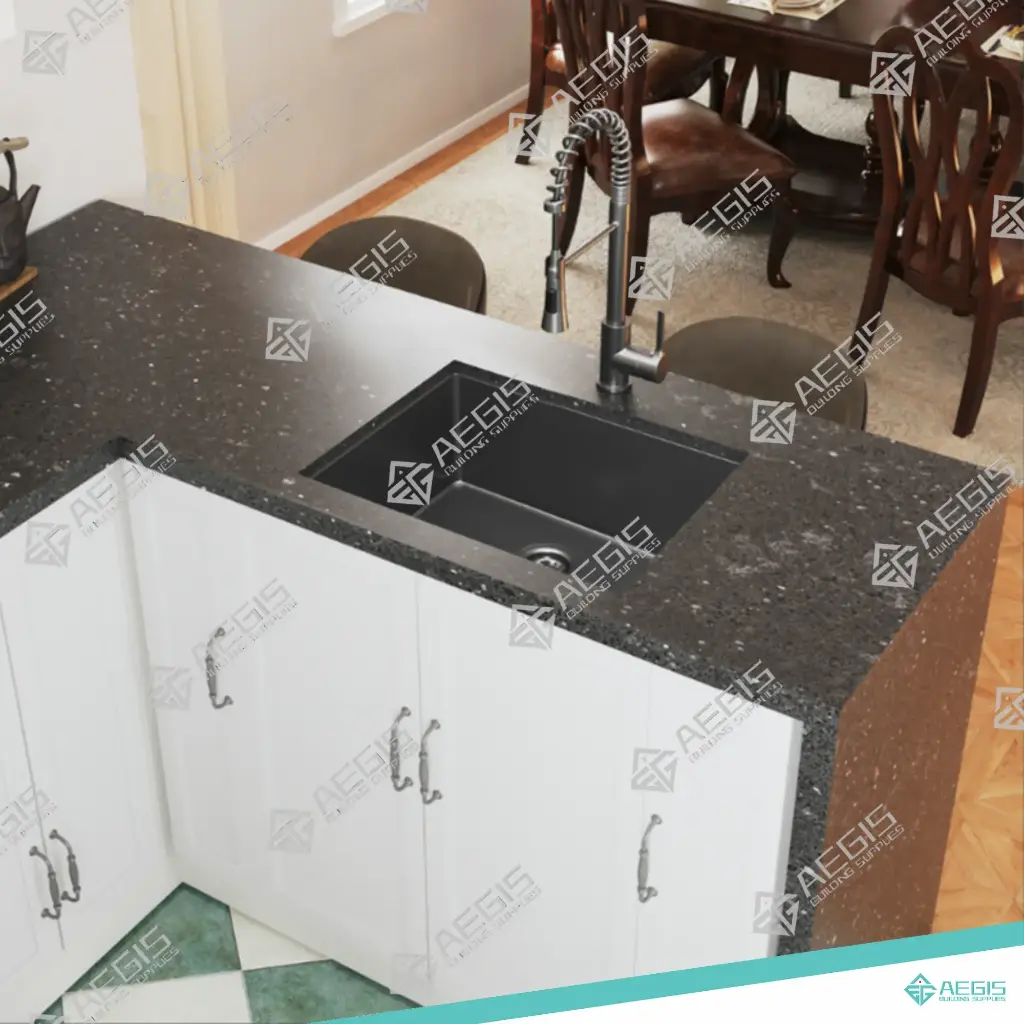 220702 - COMPOSITE GRANITE SINGLE BOWL KITCHEN SINK (MATTE BLACK, 30", 19", 10")