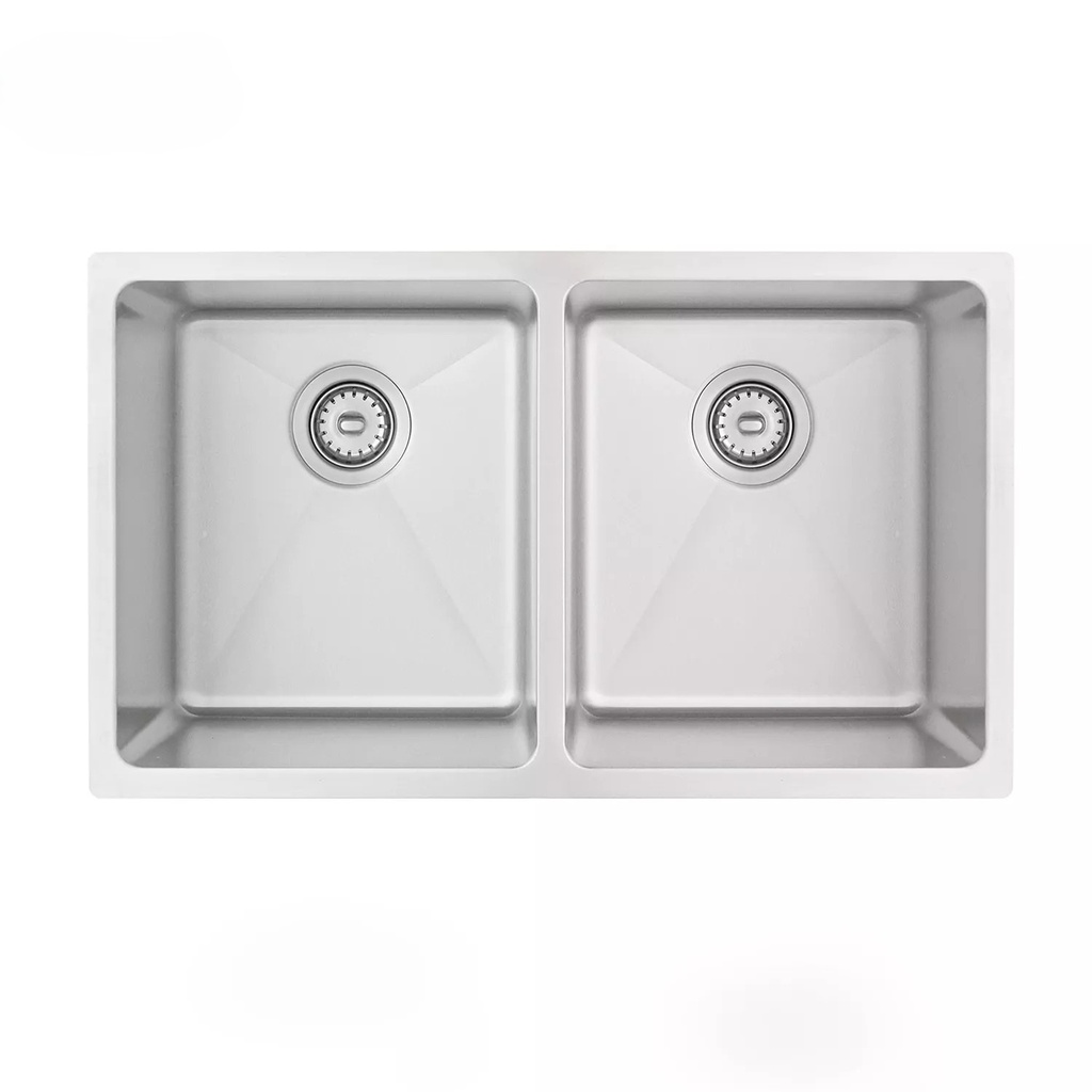 HANDMADE STAINLESS STEEL DOUBLE BOWL KITCHEN SINK (MATTE BLACK, 30")